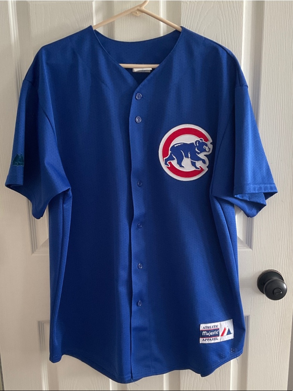 Majestic Blue Chicago Cubs Button-Front Jersey with Red & White Logo